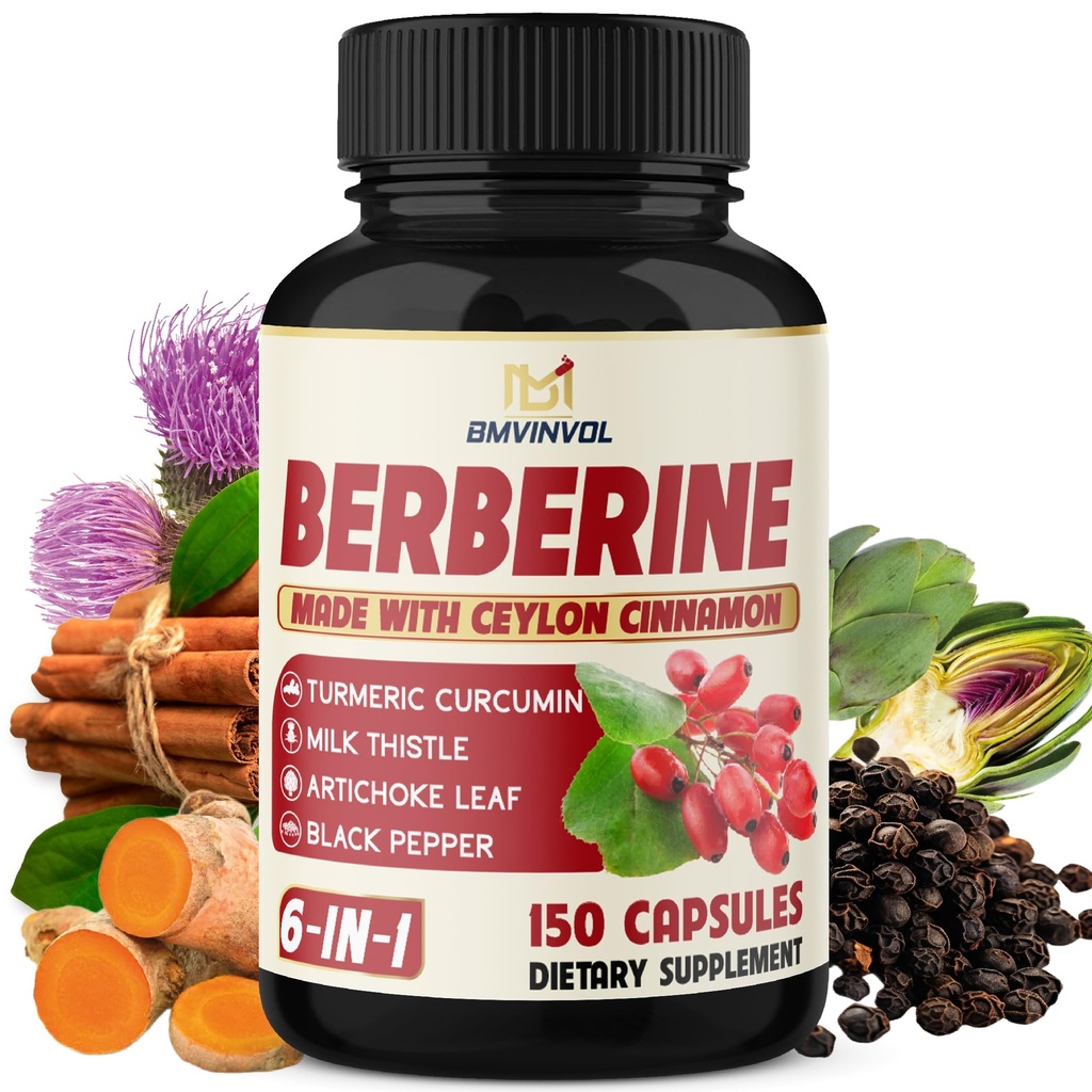 Berberine s Ceylon Cimetom, Kurkuma, Milk Thistle, Artichoke, Black Pepper - 150 Count - paket po 1