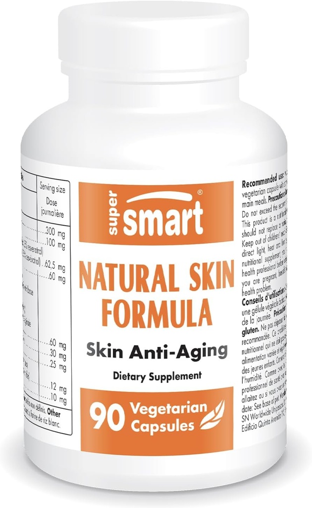 SuperSmart - Formula naravne kože (High Potency) - s hialuronsko kislino, kolagenom, elastinom, ceramidi, Silico - Hidracija kože in elastičnost 