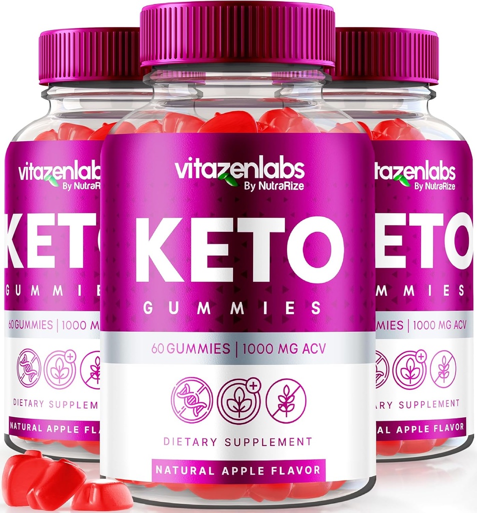NutraRize (Pack 3 Vitazenlabs Keto Gummies, Keto Vitamins Plus Apple Cider Vinegar, Vse naravne 1000 MG Gummy tablete, Največja moč pregledi (180 Gummies)