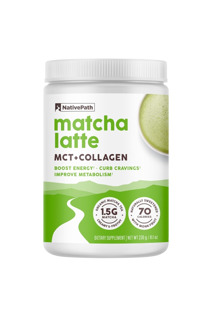 NativePath Kolagen Peptides - hidrolizirani kolagen tipa 1 in 3. Keto & Paleo Grass-Fed Protein Prašek za lase, kožo, nohte, kosti, sklepe, prebave in več - brez glutena ali mleka (Matcha Latte, 230g)