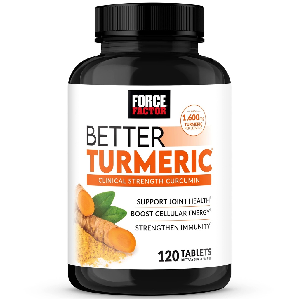 FORCE FACTOR boljše kurkumin 1600mg s črno papriko & ingver, klinično moč skupno podporo dodatek, superior absorpcijo, 120 tablete