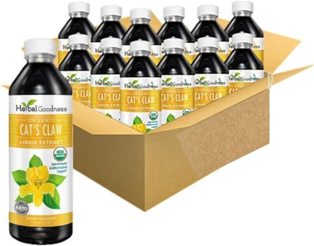 Tekoči ekstrakt mačjega kremplja - Vegan - brez glutena - Tekoči ekstrakt organskega mačjega krem -12oz - Herbal Goodness (Pack of 12)
