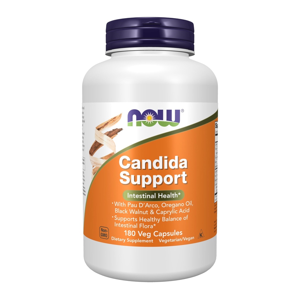 NOW Foods Supplements, Candida Support with Pau D'Arco, Origano Oil, Black Walnut & Caprylic Acid, 180 Veg kapsule