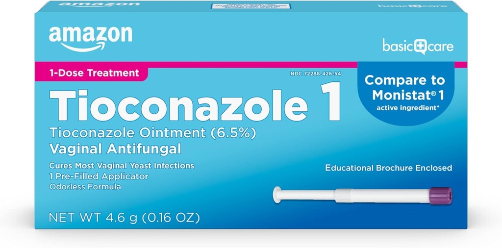 Osnovna nega Tiokonazol Mazilo 6,5 Odstotek, 1-Dos zdravljenje, Vaginalno Yeast zdravljenje okužbe za ženske, Nega mater, 0,16 unča (Pack po 1)