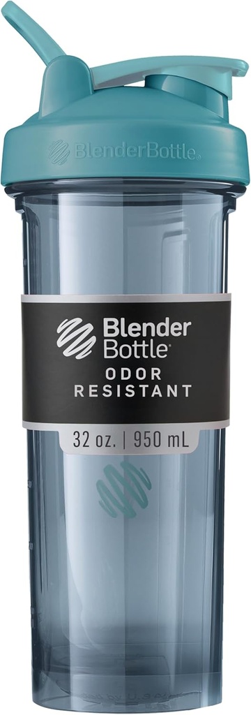 BlenderBottle Shaker serija Pro kot nalašč za beljakovinske pretrese in pred vadbo, 32-Ounce, Cerulean Blue