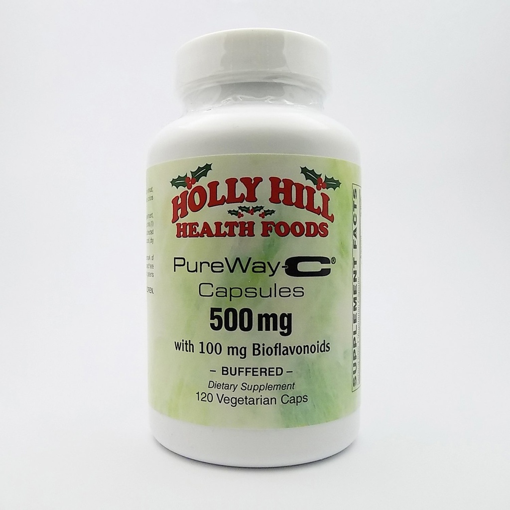 Holly Hill Health Foods, PureWay-C 500 MG s 100 MG Bioflavonoidi, pufer, 120 Vegetarijanske kapsule