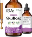 Wild & Organic Scullcap Herb Tincture - Scullcap Dodatek za podporo razpoloženju - Sproščujoče kapljice tekočega ekstrakta - Vegan, sladkor in alkohol - 4 fl oz