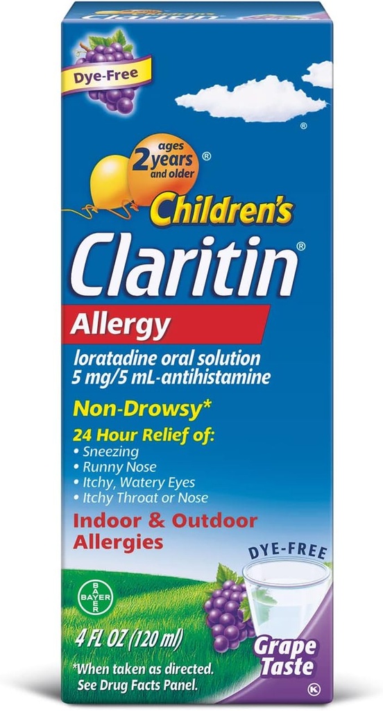 2 uri za otroke, ki niso nagnjeni k alergiji 5 mg/ 5 ml, grozdje 4 Fl Oz