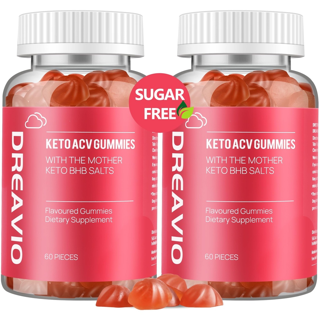 DREAVIO Keto ACV Gumies Napredno hujšanje brez sladkorja 1000mg Apple Cider kis za ženske in moške, Vegan Keto Apple Cider kis dodatek za odrasle