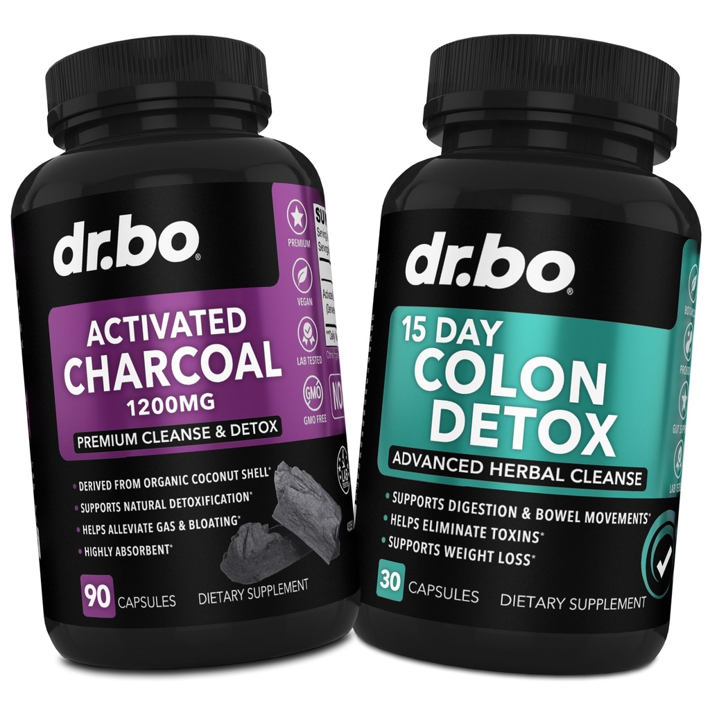 Aktivirana Charcoal in Colon Cleanser Detox - Organske Coconut Charcoal tablete & Colon Cleanse za želodčne pline Bloat & Rednost - Bowel gibanja dodatki za želodčno napihnjenost, Gut podpora