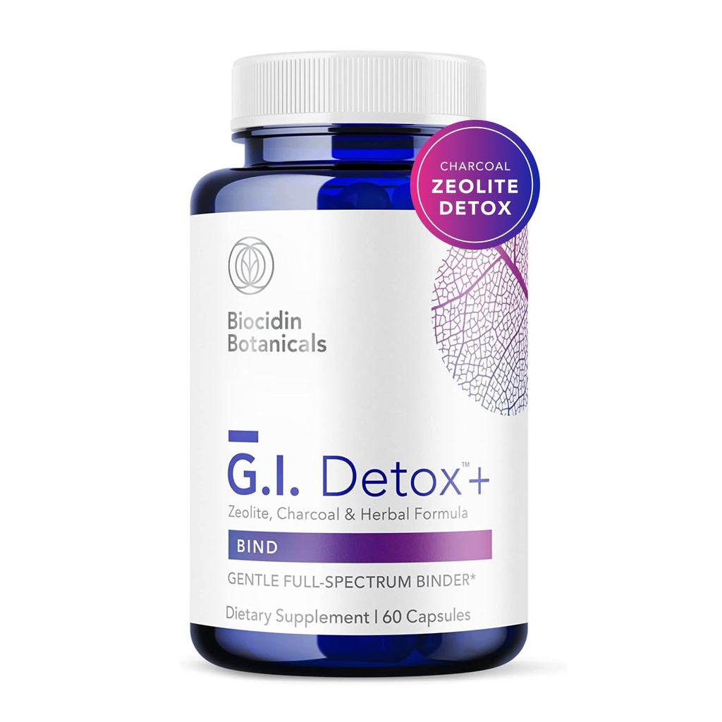 Biocidin G.I. Detox+ Aktiviran Charcoal Binder & Zeolit Detox dopolnila s Silico - pomaga Bind & Clear Toxins - podpira popolno čiščenje telesa in lahko zmanjša napihnjenost (60 kapsul)