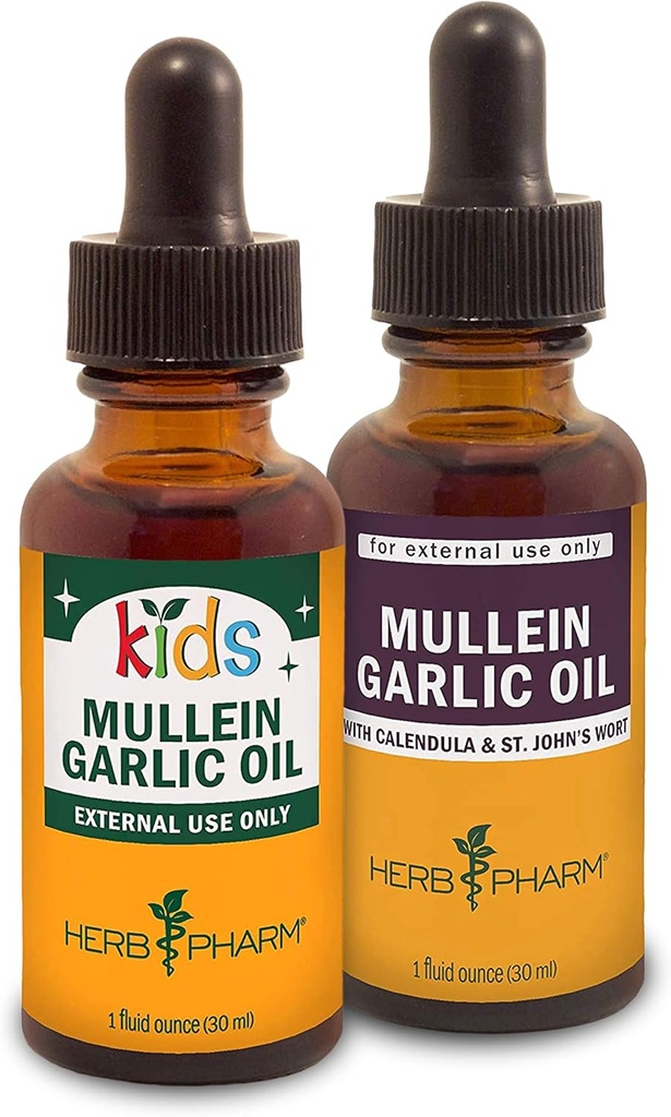 Herb Pharm Mullein Česen olje, 1 Oz in otroci Mullein Česen olje, 1 Oz Zeliščni darilni komplet