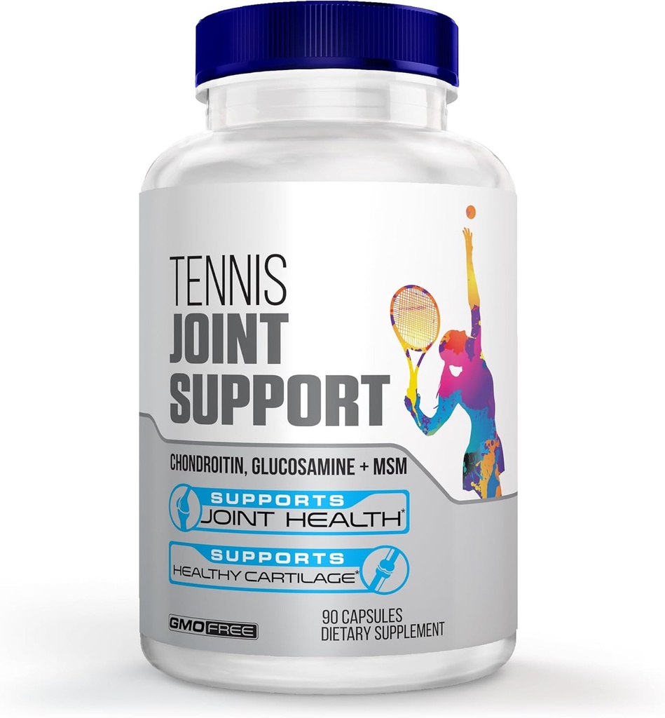 Tenis Skupna podpora - Zdrava kolena, Nazaj, Kartilaža, & Skupni – Glukozamin Chondroitin MSM- GMP Certified Tenis Dopolnila in skupna podpora za športnike – 90 kapsul