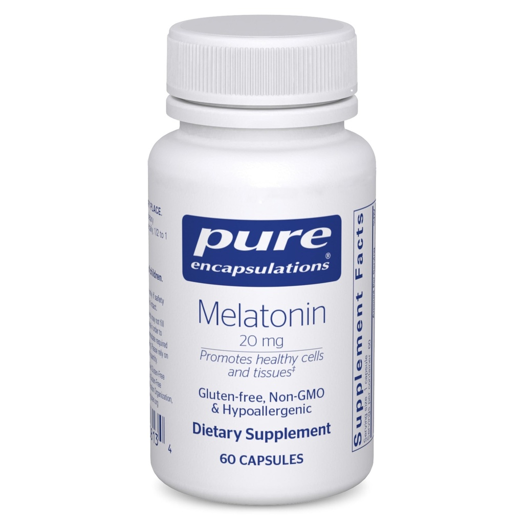 Čiste enkapsulacije Melatonin 20 mg - ni namenjen podpori za spanje - za imunski sistem in zdrave celice - 99, 5% čistost melatonin - brez glutena in ne- GMO - 60 kapsul