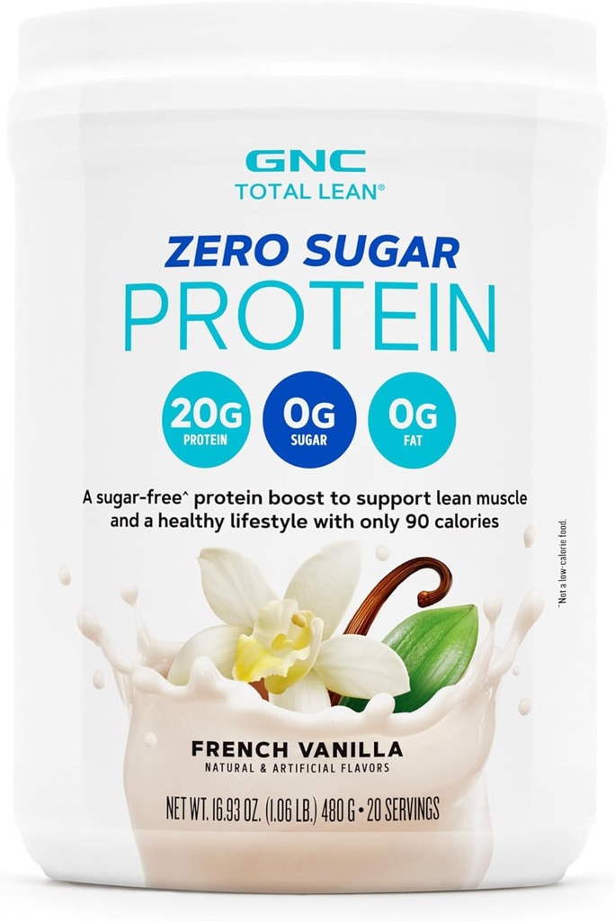 GNC skupaj nič sladkornih beljakovin v prahu, 20g, brez sladkorja, brez maščobe, 90 kalorij, francoska Vanilla, 20 servivi