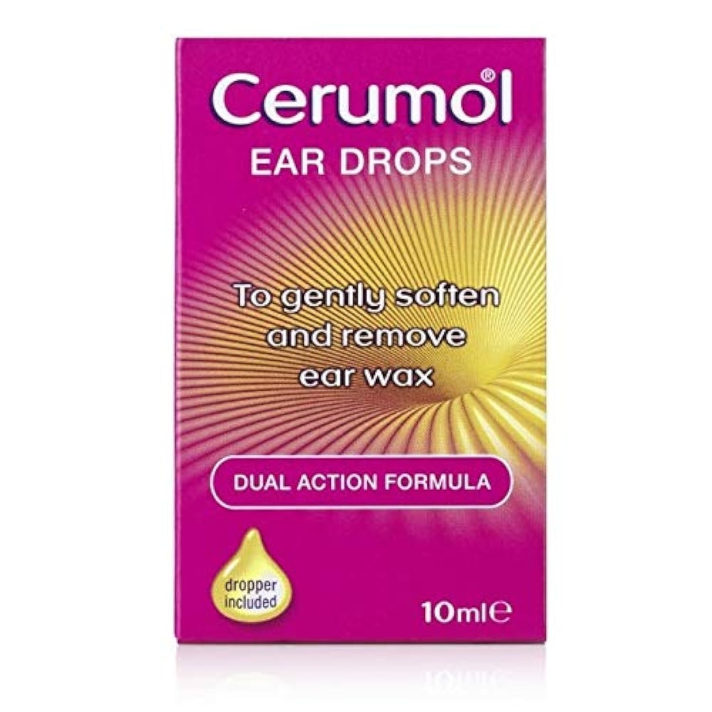 Kapljice za uho z dvojnim delovanjem, 10 ml, nežna formulacija, pomaga ublažiti simptome ušesnega voska, mehkega ušesnega voska, kapalko