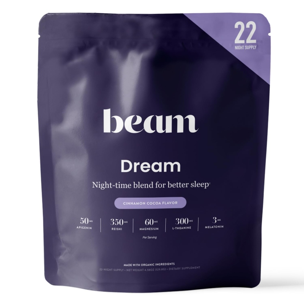 Beam Dream Sleep Powder, L-Theanine, Apigenin, Reishi in Magnezij, tretja stranka Tested Natural Sleep Aid & Sleep Supplement for Deep Sleep, Relaxation and recovery, Natural Sleep Support, 22