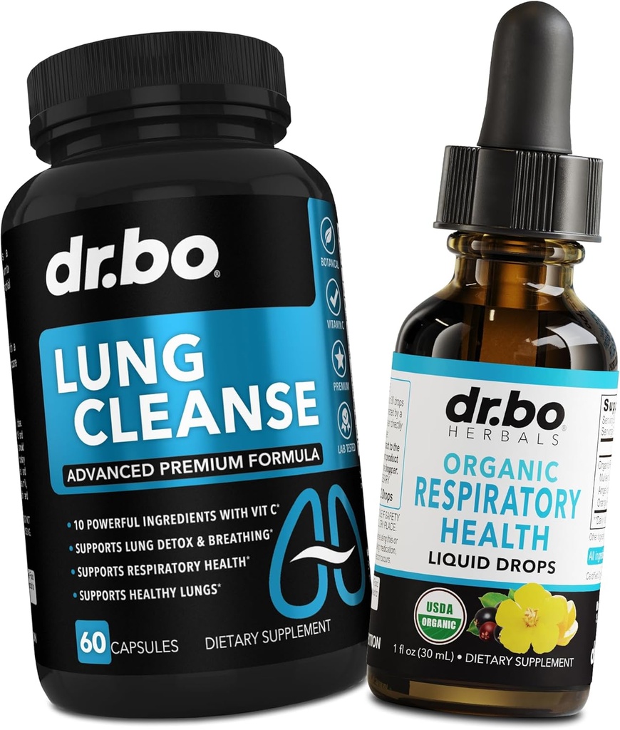Lung Cleanse Support Dopolnilo tablete & kapljice - Organski dihalnih kapljicah Doplačilo Herbal Lung Cleanse, Mullein - Zeliščni Detox za pljuča & Bronchial Mucus Health Mullein