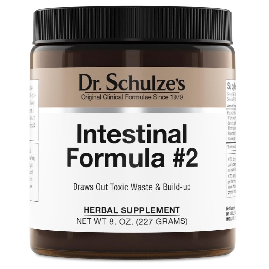 Intestinalna Formula Dr. Schulze #2 - Čiščenje dopolnila za zdravstveno podporo Colon - Podpira vsakodnevno izločanje - Rastlinsko-bazen zeliščni dodatek - Gluten-free & Vegan - 8 oz