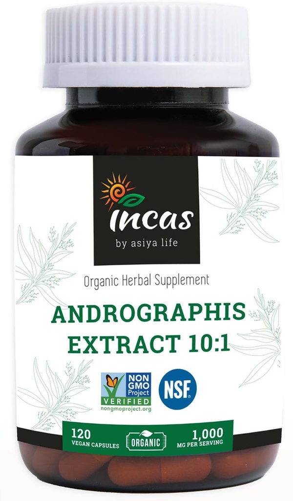 Inkas andrographis Kapsule Max andrographides - 1. 000 mg Velikost služenja (120 kapsul) - klinično proučeno za zdravje imunskega sistema in ne GSO, preverjeno z NSF