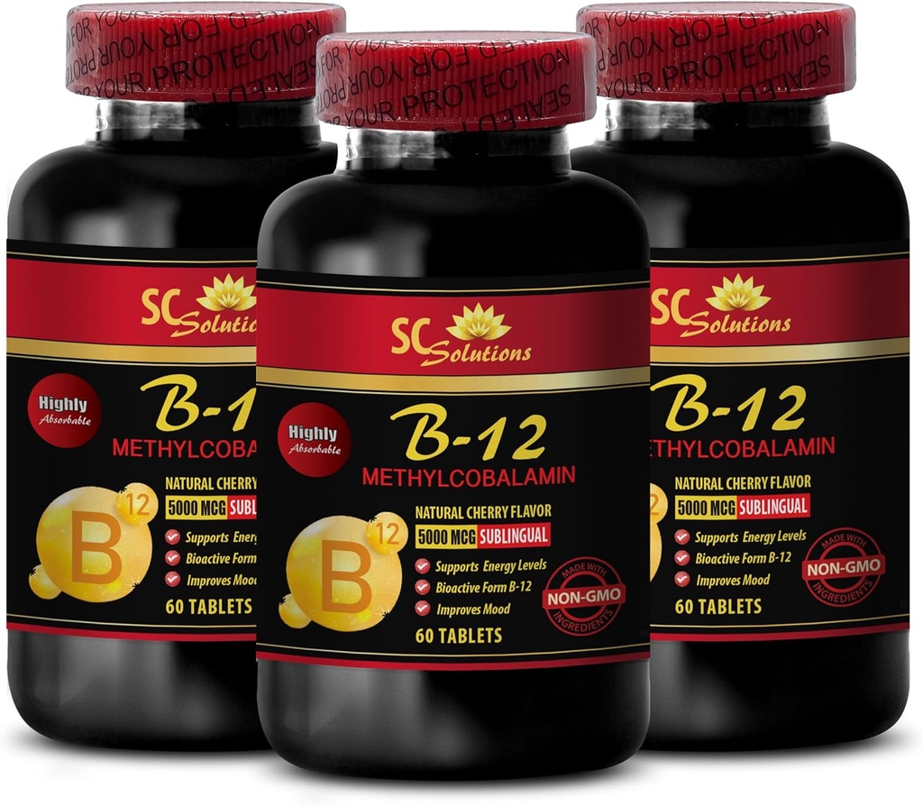 tablete imunske podpore - METHILKOBALAMIN VITAMIN B-12 5000 - anti staranje dodatek za ženske, najboljša energijska dopolnila, vzdržljivost, imunski podpora kapsule, vitamin b 12 metabolizem - 3 Bot 180