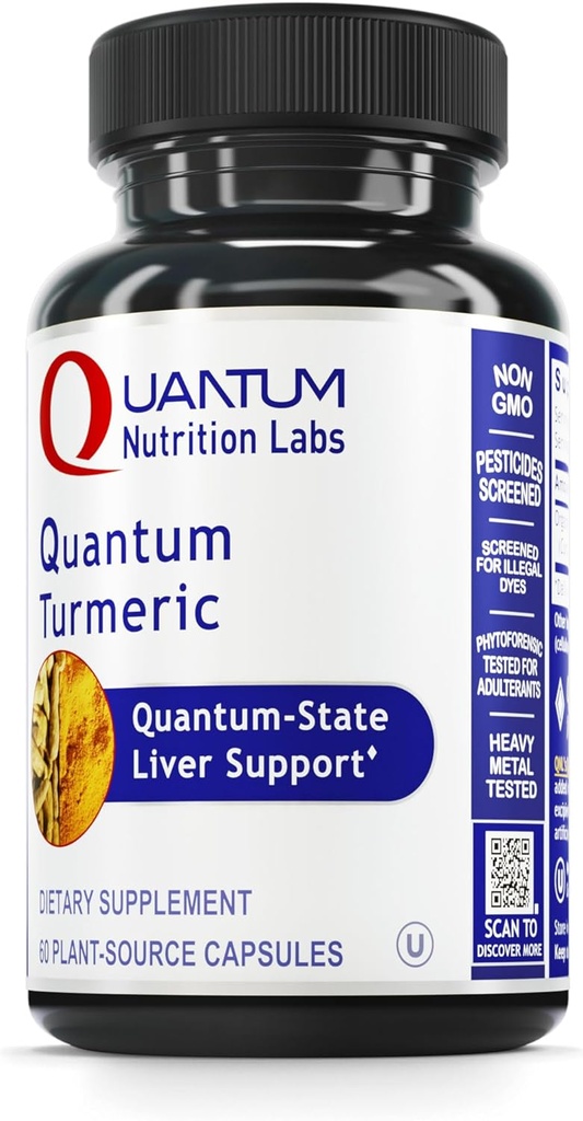 Quantum Nutrition Labs Kurkuma - Kurkuma kapsule, kurkumin dodatek, Jetrna podpora, 500 mg Curcuma na kapsulo - 60 Vegetarijanske kapsule