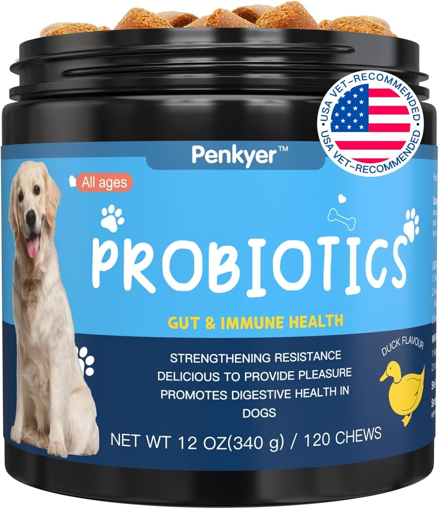 Probiotiki za pse, pasje probiotične žvečilke za Gut Immuniteta zdravje Yeast Srbeče kože ušesa Puppy Probioticos Prebavne encime s prebiotiki Žvečljive zmanjšanje diareje plin alergije