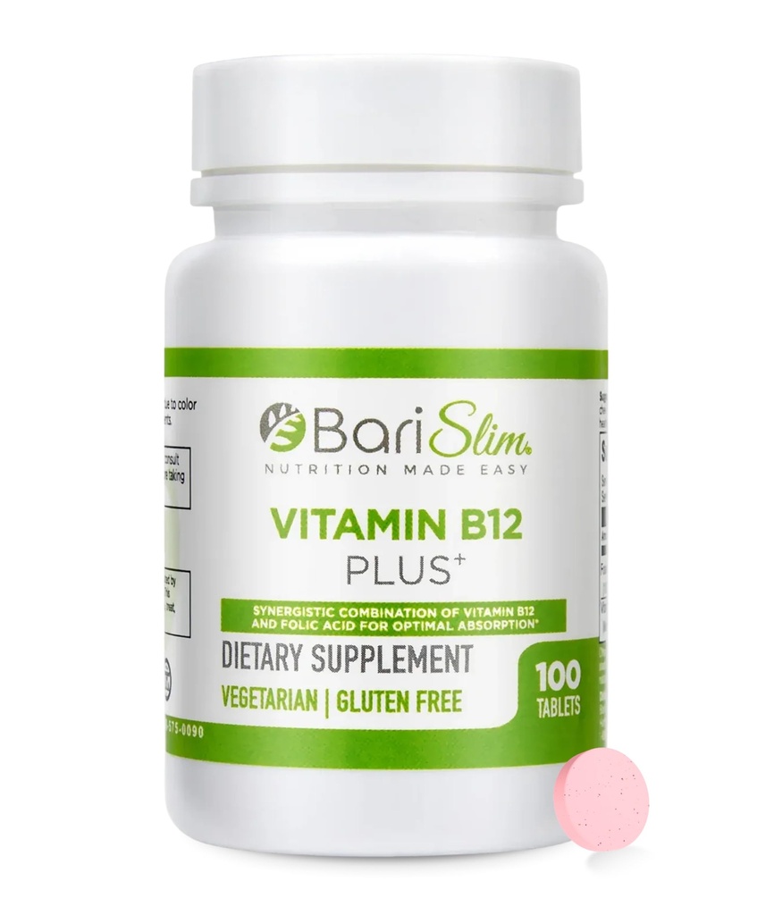 BariSlim Vitamin B12 Plus tablete - Bariatrična oblikovana za post hujšanje kirurgija, vključno z Gastric bypass & Gastric rokav - Podpira energijske ravni in splošno zdravje 