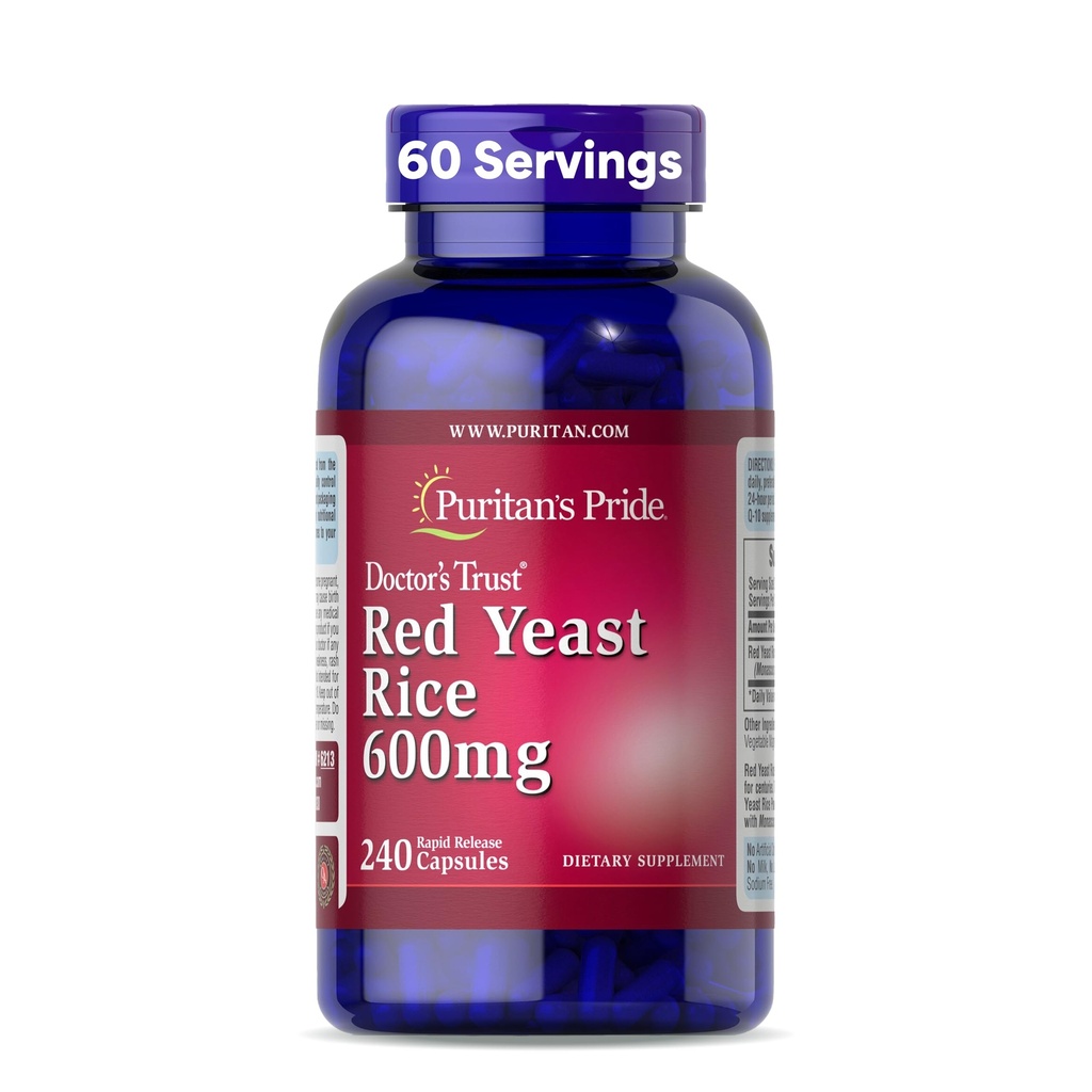Puritan's Pride Doctors Trust® Red Yeast Rice 600mg, prehranska dopolnila, 240 kapsul za hitro sproščanje