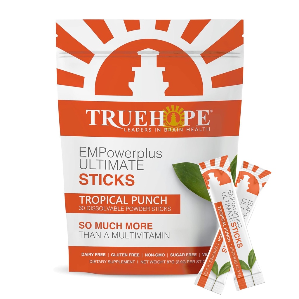 Multivitaminske nootropne vrečke z inozitolom, vitaminom D, vitaminom C, selenom, holinom, pantotensko kislino, niacinom, jodom - enkrat na dan EMPowerplus Ultimate palice - 30 Count, Tropical Punch