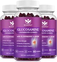 Glukozamin Chondroitin Gumies z MSM & Elderberry - 1500mg Glukozamin Chondroitin Gumies Dodatek za prilagodljivost in imuno podporo za moške in ženske, 60 Gumies (3 pakiranje)