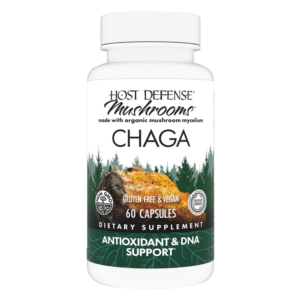 Host Defense Chaga kapsule - Imunski sistem podpora - Chaga gobe Kapsule za antioksidantno delovanje Podpora - Dietna goba dopolnilo - 60 Kapsule (30 Serving)