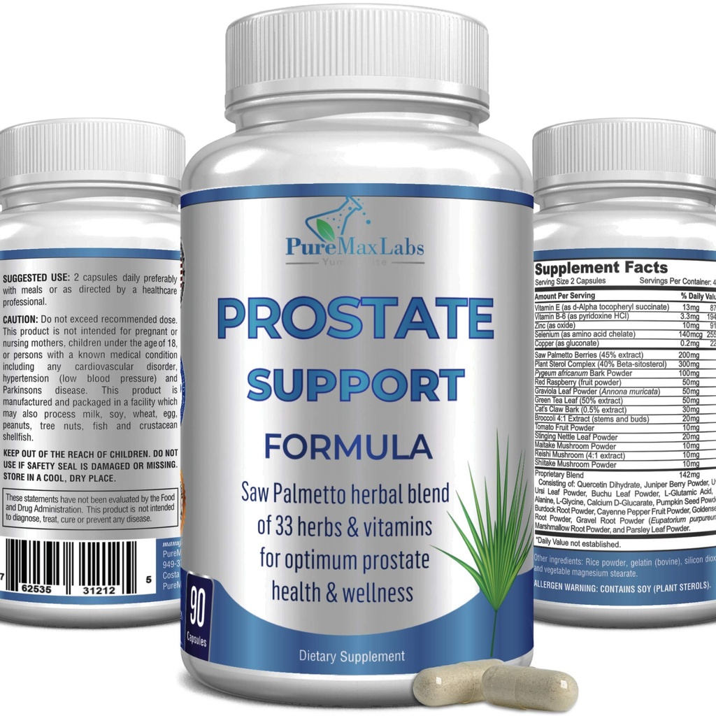 Podpora prostate Formula za moške - Saw Palmetto, Rastlinski Sterol, 33 Zelišča, Bladder Control tablete za zmanjšanje pogosto uriniranje in DHT blokado za preprečevanje izgube las 
