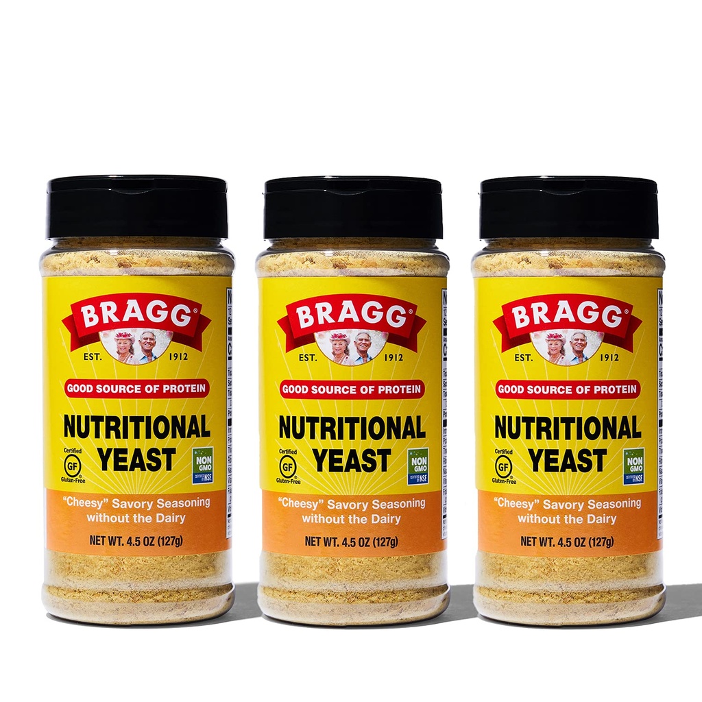 Bragg Nutritional Yeast Seasing – Vegan, Gluten Prosti sir Kosmiči – Dober vir beljakovin in vitaminov – Nutricious Savory Parmezan Sir substitute – Non GSO preverjeni, 4,5 unča, 3-Pack