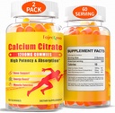 1200 mg kalcijev citrat Gumiji za odrasle: brez sladkorja Vegan vitamin dodatek z D3 K2 - ženske moški visoka absorpcija dodatek za zobe kosti (60 število (Pack of 2))