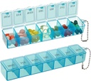 2 Pack Weekly tablete organizator, velike 7 dan tablete škatle, Daily Vitamin Case Medicine Box,Pill kontejnerji za medicino dopolnila ribje olje (modra)