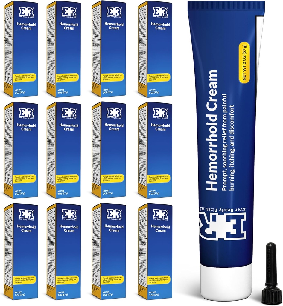 Ever Ready Prva pomoč Hemorrhoid Pain Relief Mazilo - hitro delujoče zdravljenje za srbečica, otekanje, in največjo moč lajšanje bolečine, 2 oz (57g) na cev - 12 Pack