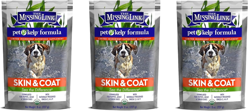 Manjkajoča povezava 3 paket Pet Kelp Formula, 8 Ounces vsak, Superfood dodatek za pse, kožo in plašč
