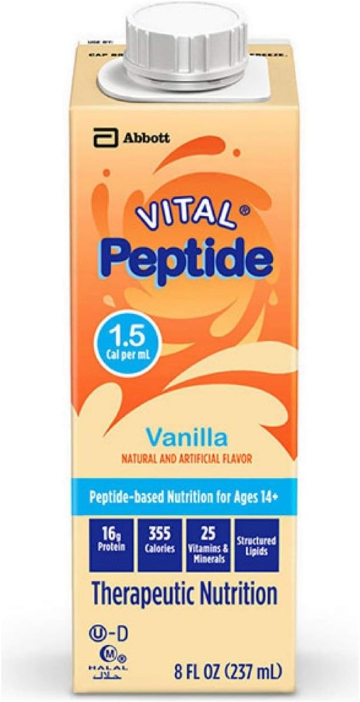 1.5 Cal, 24 Count, Complete, Balanced Nutrition Formula za starost 14+ s pogoji GI, s 16g proteini in prebiotiki, za peroralno ali tube hranjenje, Vanilla, 8-fl-oz Škatla