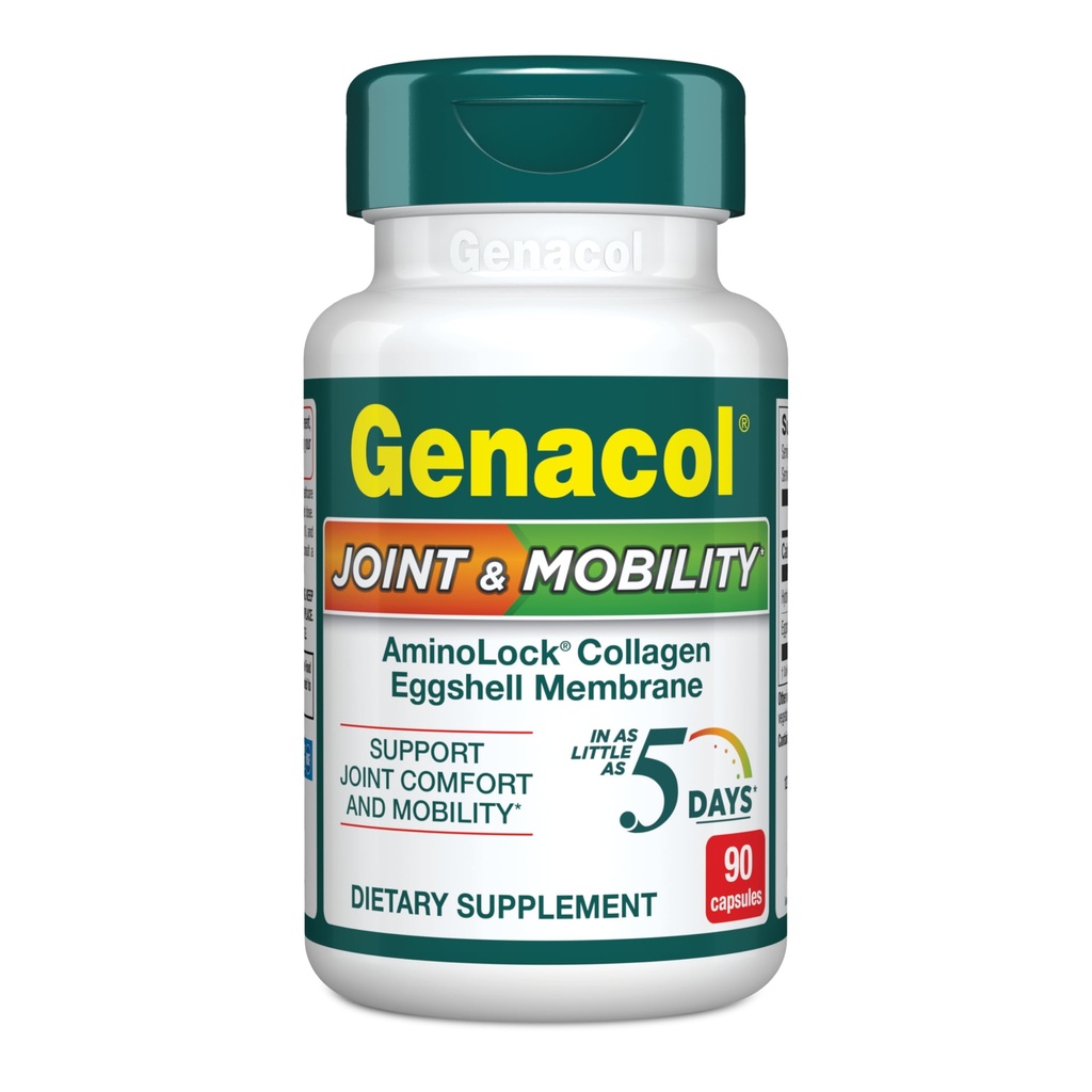 Genacol Joint & Mobility – Eggshell Membrane in ultrahidralizirani kolagen Peptide, podpora skupni udobje in mobilnost, rezultati v čim manj kot 5 dneh, 90 Kapsule (30-dnevna oskrba)
