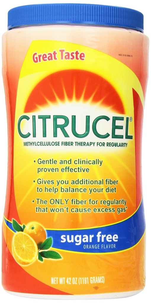 Citrucel metilceluloza Fiber terapija za regularnost s sladkorjem brez SmartFiber/oranžna aroma 42Oz (1191g)