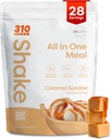 310 Nutrition All-In-One Mechange Shake Powder - Na rastlinah osnovani proteini Smoothie Mešanica w/High Fiber, probiotiki & Adaptogeni - Nizki ogljikovi hidrati, Vegan, Keto & Paleo Prijazno - Caramel Sundae - 28 Srv