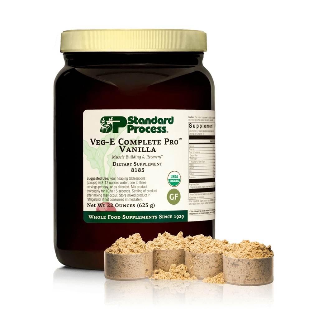 Standardni proces Veg-E Complete Pro - Organski, na rastlinah osnovani proteini v prahu za izgradnjo mišic in regeneracijo - Podpira lase, kožo in nohte - Vegan & Gluten-free - Vanilla, 18 Servings
