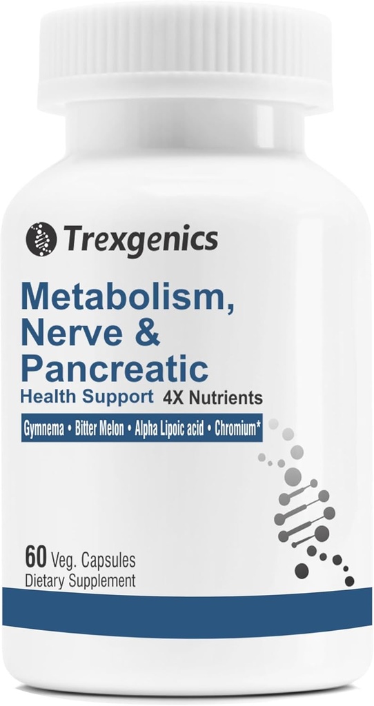 Trexgetics Presnova Podpora GYMNEMA 75% Gimnenska kislina 150 mg, grenka melona 5% Bitters 150 mg, krom in alfa LIPOIC ACID150mg(60 veganskih kapsul) (paket po 1)