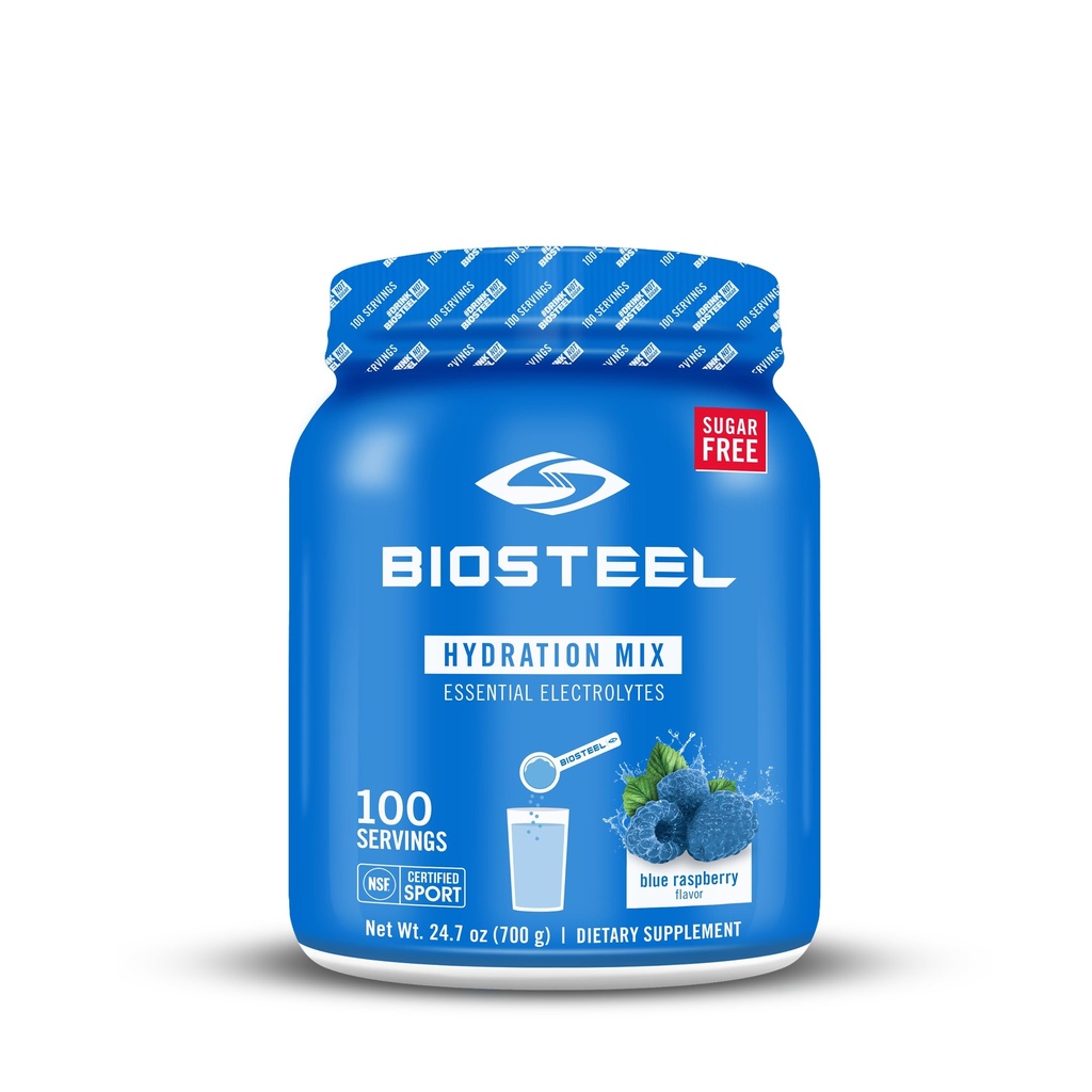 BioSteel Zero Sugar Hydration Mix, Great Degusting Hidracija s 5 Essential Electrolities, Blue Raspberry Flavor, 100 Servings na Tub