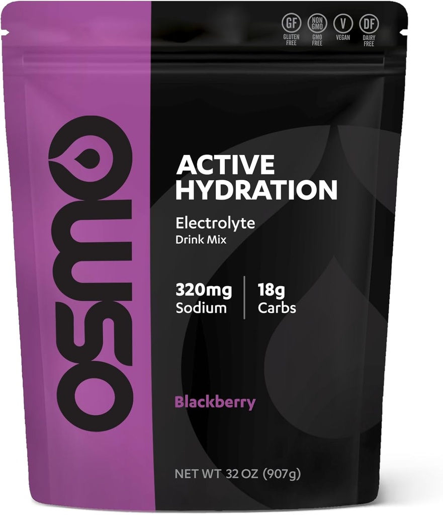 Osmo Active Hydration Elektrolitni prašek (2 lb Reseable Bag) - Vključuje natrij, magnezij, kalij, ogljikove hidrate in vitamine, trsni sladkor - vse naravne sestavine, 3X Hitrejša Hidracija Črna Berry