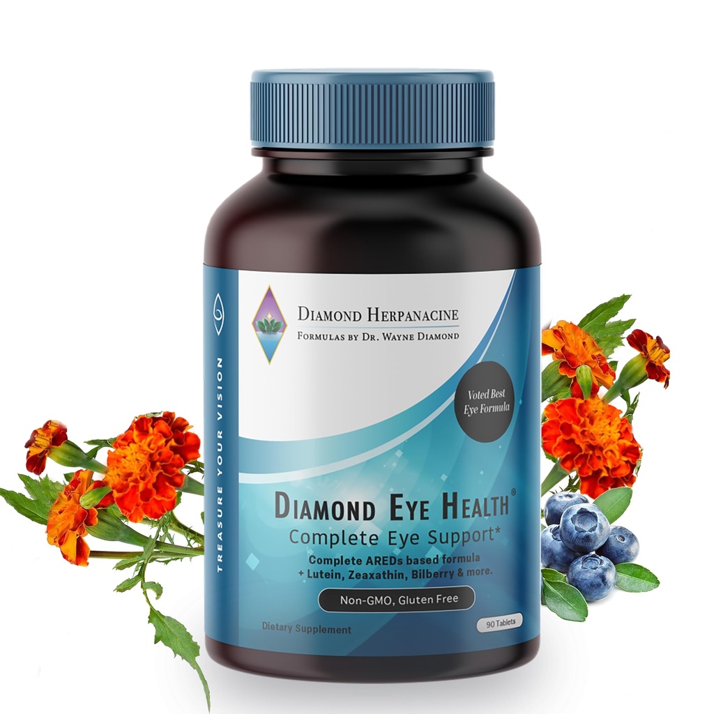 Diamond Eye Health - Naravni vitamini za popolno podporo oči - Zdrave Eye Vitamini - Eye Health Vitamini za pomoč ohraniti staranje oči - Vegan, Gluten-free, Dairy-free - (90 Count)