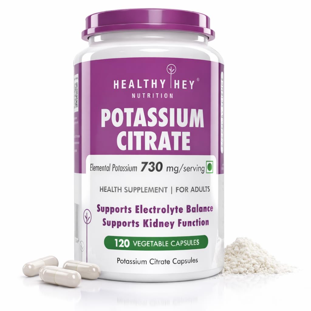 HealthyEy Nutrition Kalijev citrat 730mg - Zelenjavne kapsule 120 Število (paket po 1)