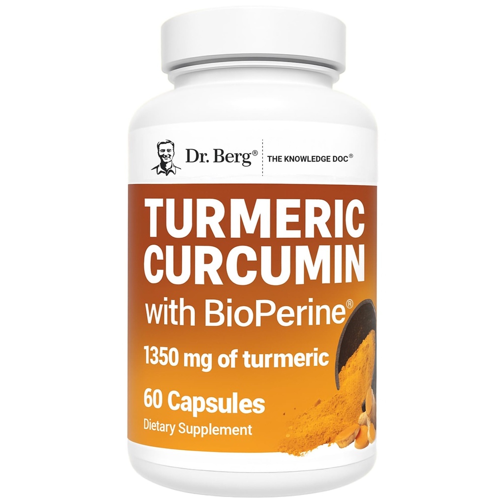 Dr. Berg (samo 2 na dan) Kurkumin dodatek s črno papriko (BioPerine) - 1350 mg Kurkumin dodatek s 95% kurkuminoidi – kurkumin s črno papriko – 60 Kurkumin kapsule